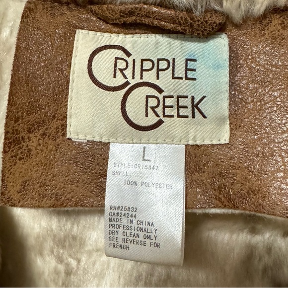 Cripple Creek Faux Fur Coat Womens Large Y2K Penny Lane Jacket Coastal Cowgirl - Picture 11 of 13